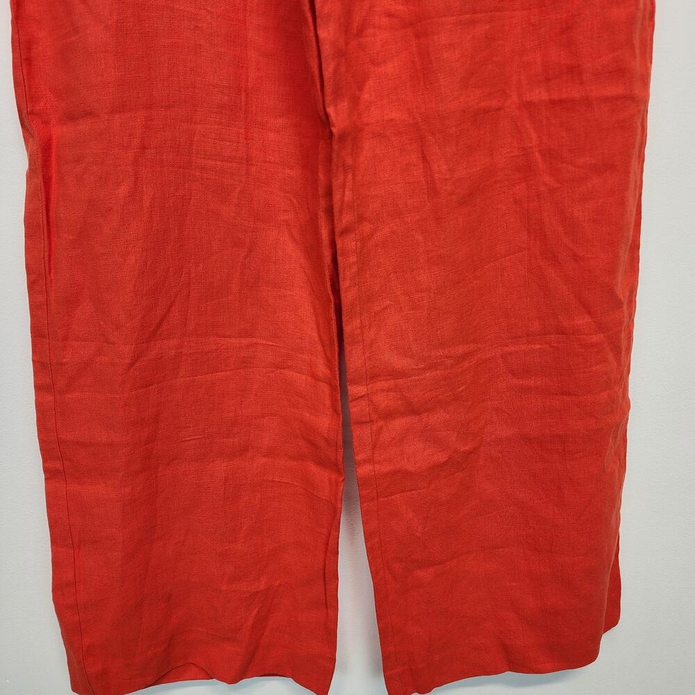 Boden Wide Leg Sailor Pants Size 6 Dark Orange 100% Linen Button Front Euro Chic - Picture 6 of 13